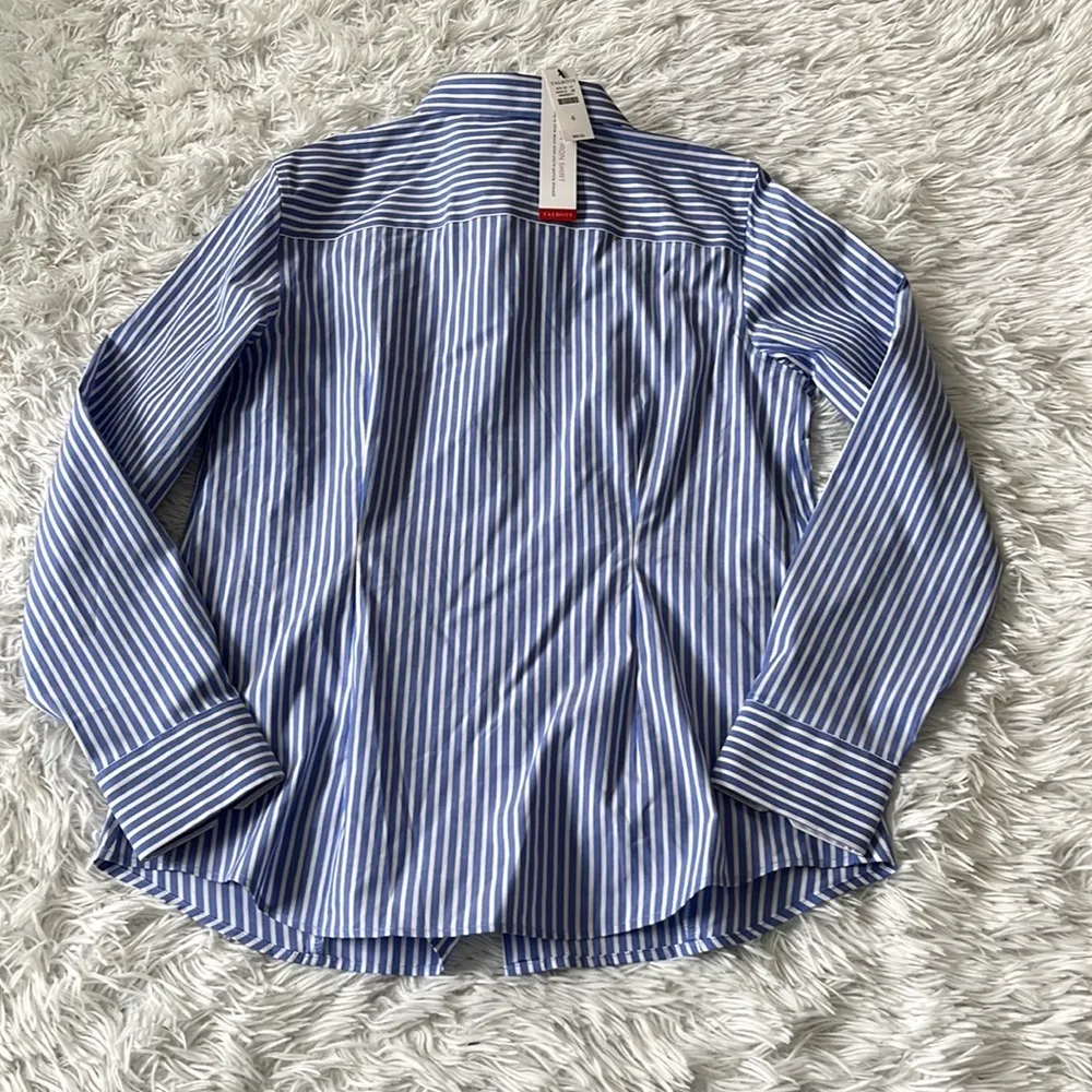TALBOTS WOMEN’S PERFECT SHIRT  NON IRON BLUE WHITE STRIPE SIZE 6 - Image 10