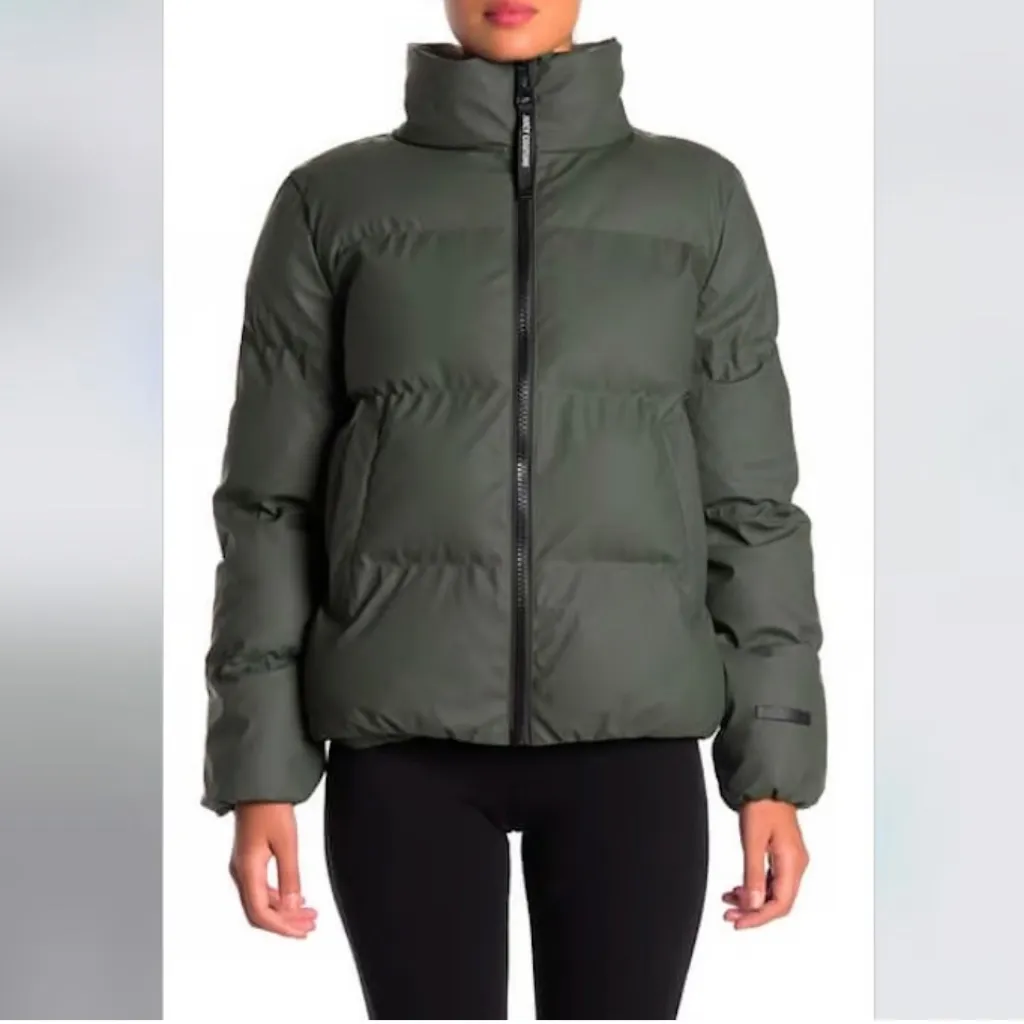 Juicy Couture Black Label Down Blend Puffer Jacket Olive Dark Green Womens Small - Image 3