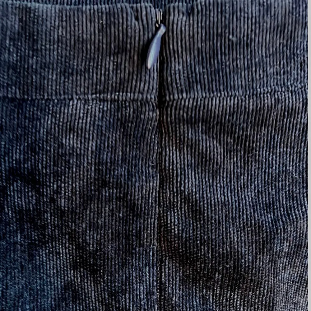 Glam Tiered Ruffled Navy Blue Corduroy Mini Skirt Size M Y2K - Image 7