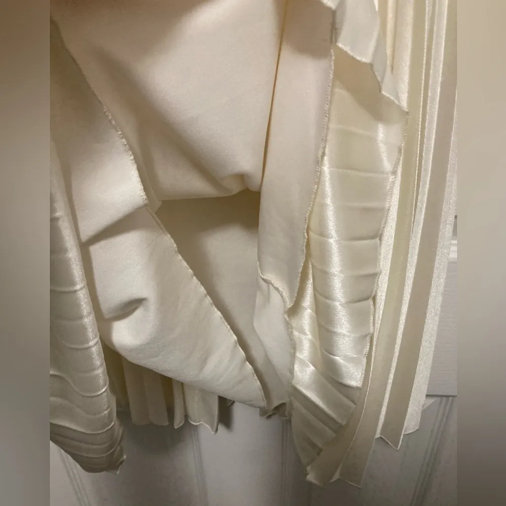 Taboo Vtg Ivory Satin Halter A-line Marilyn Monroe Inspired Tea Length Dress - Image 9