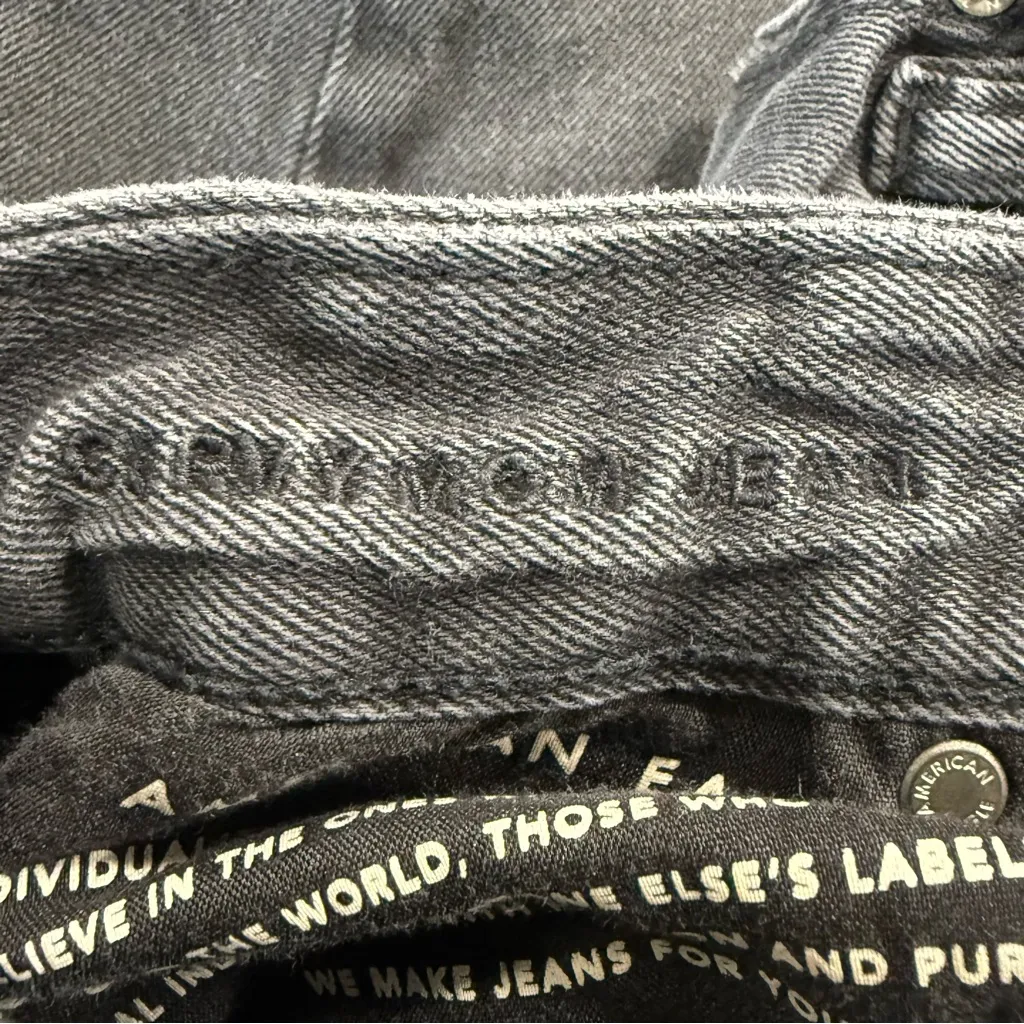 American Eagle Outfitters Ripped Faded Black Curvy Mom Jeans, Size 4 - Image 6