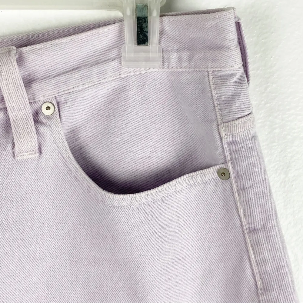 MADEWELL Rigid Denim A-Line Raw Hem 100% Cotton Marble Lilac Mini Skirt Size 32 - Image 9