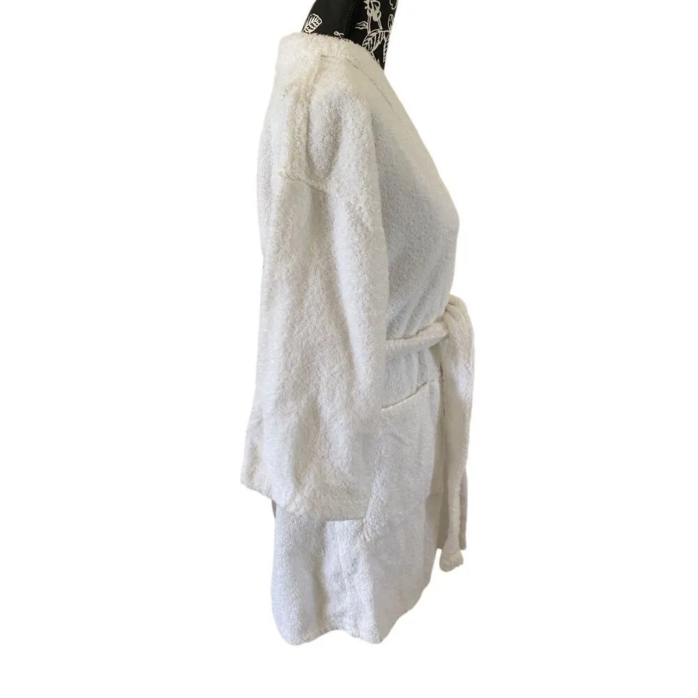 Vintage Teka Terrycloth Robe Belted Spa Coverup Lounge Loungewear Sleepwear White Size M - Image 4
