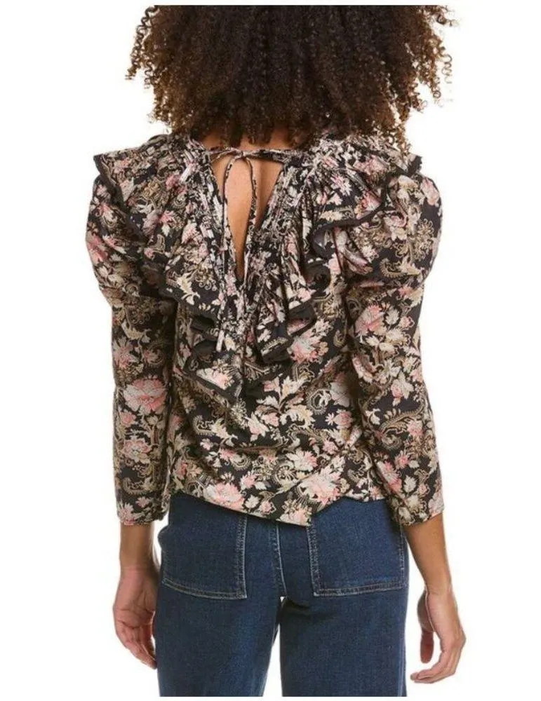 ST. ROCHE Hatfield Top in Floral Belladonna Print Organic Cotton Size 2 $285 Black - Image 3