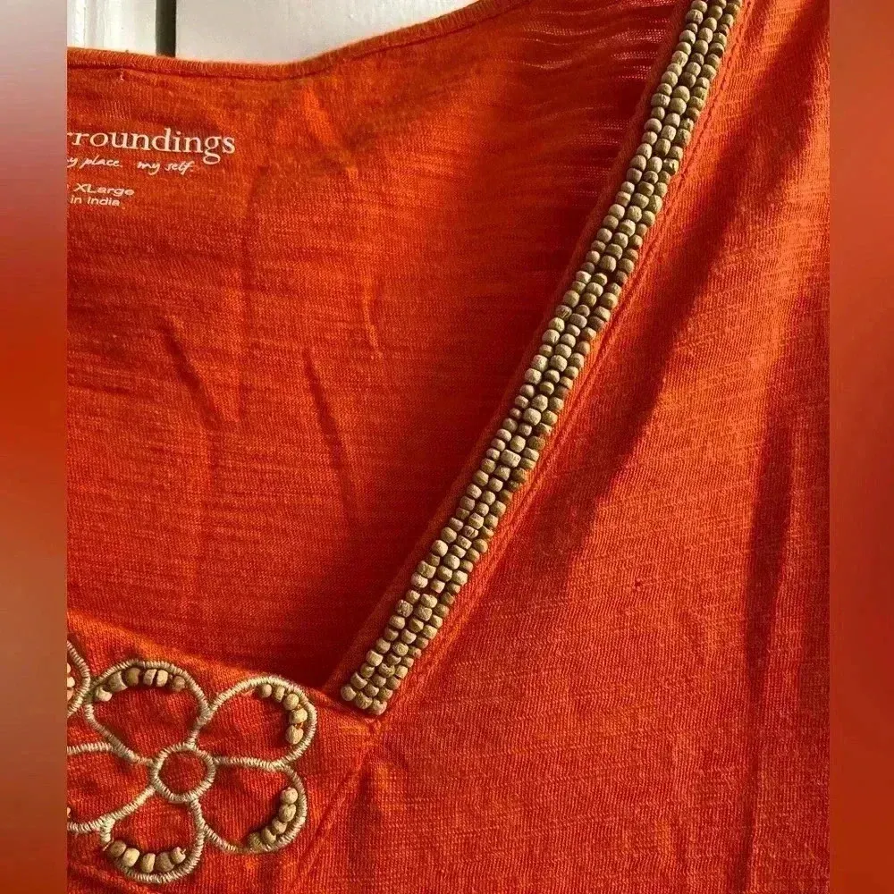 Soft Surroundings Tunic Top 3/4 Sleeves Orange XL Petite - Image 4