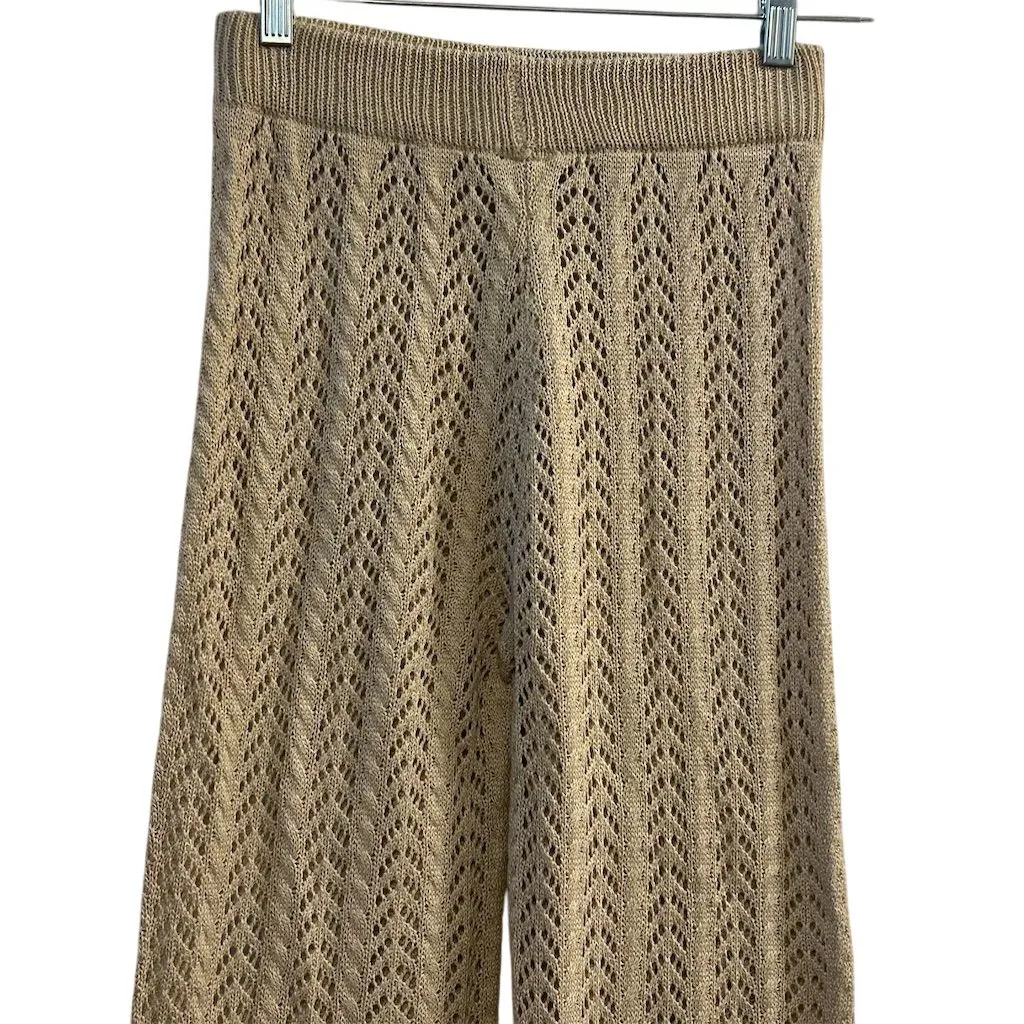 SHEIN Women's Ivory Crochet Flared Beach Pants Size S - Image 8