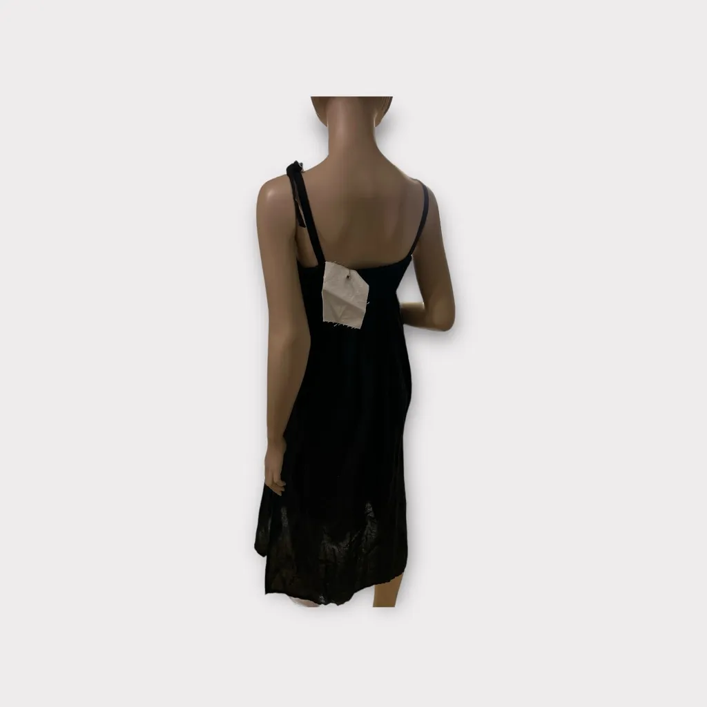 Emerson Fry India Collection Dress‎ Medium M Black Linen Midi Cotton - Image 4