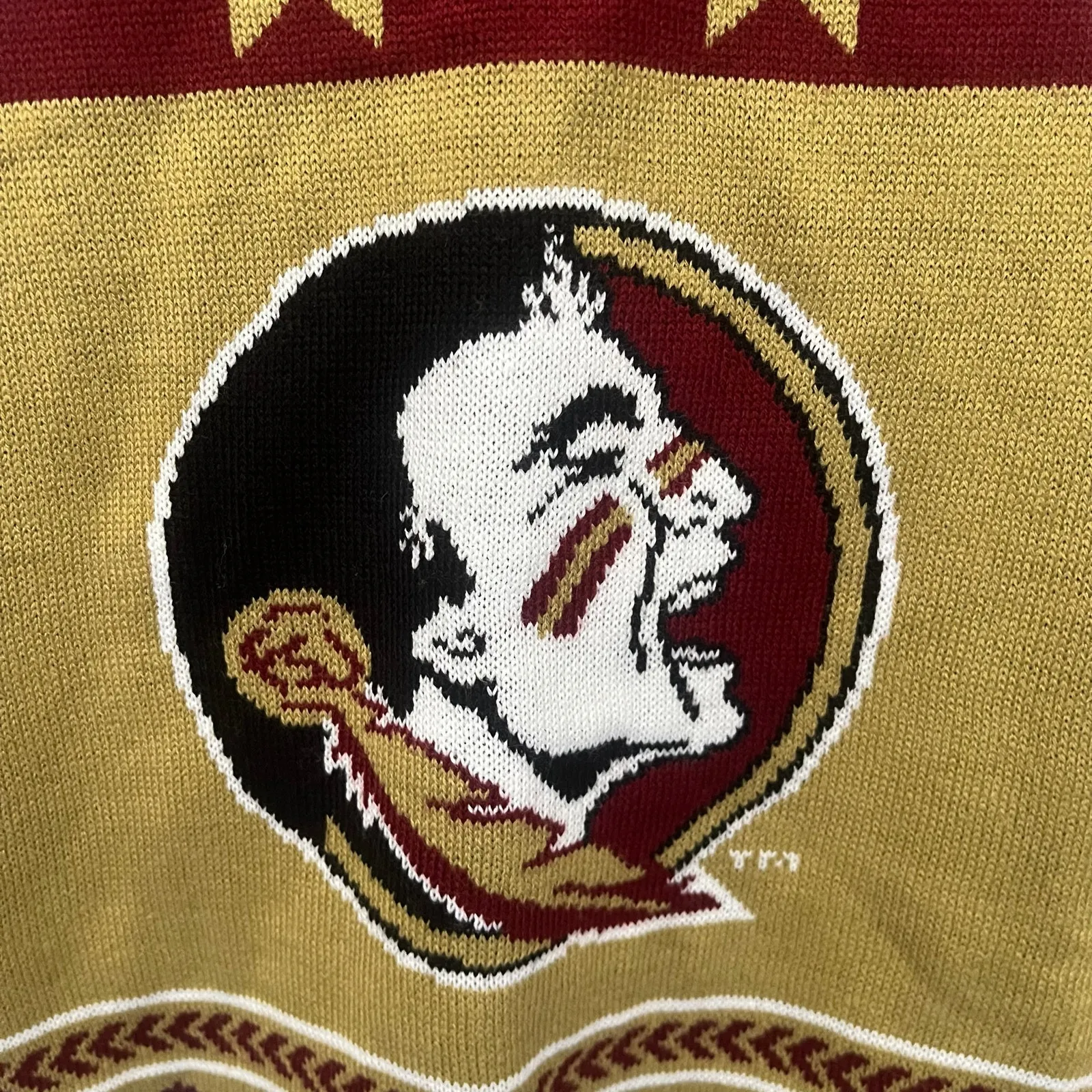 FSU Seminoles VNeck Womens Sweater XL Ugly Christmas Retro V - Image 3