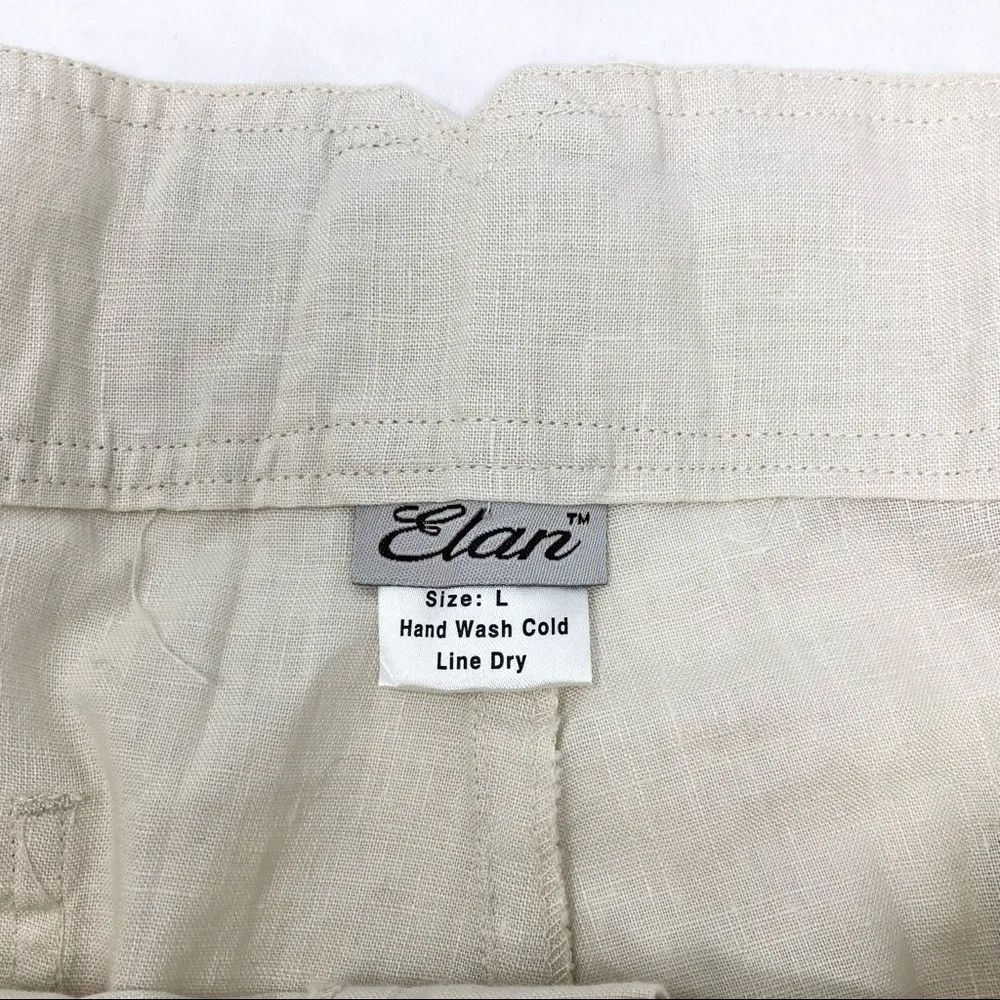 Elan Paper Bag White Linen Cuffed Shorts - Image 3