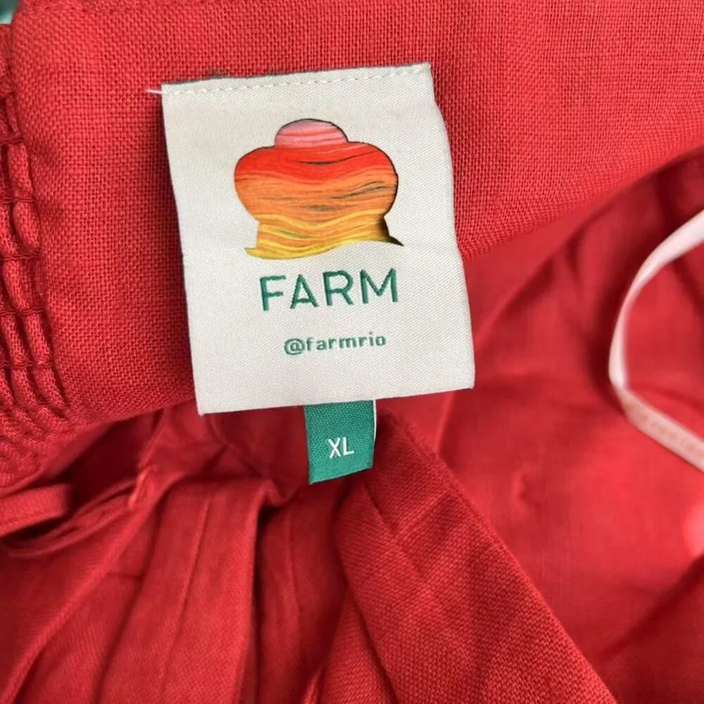 NWOT Farm Rio Red 3D Petals Bodice Euroflax Premium Linen Jumpsuit Wide-Leg XL - Image 12