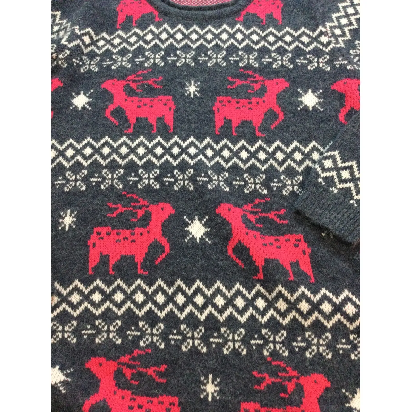 Shine Flow‎ Womens ReindeerSweater Gray Red Festive Holiday Party Cut M Size M - Image 2