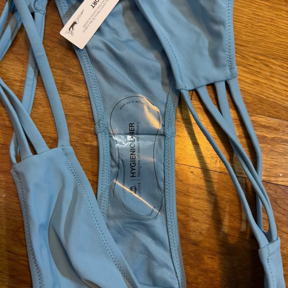 Cupshe Women’s XL Blue Fit and Comfort Strappy Bikini Bottom Swim Suit New Beach - Image 8