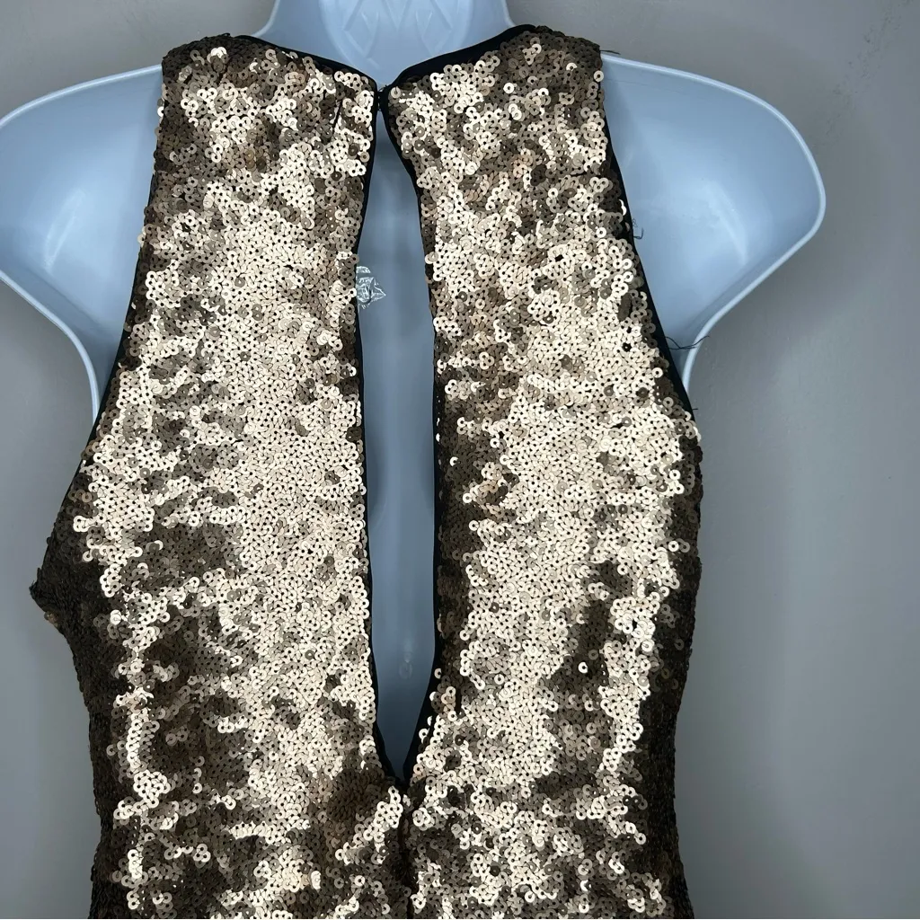 Dynamite Robe a Paillettes Sleeveless Bodycon Sequin Matte Bronze Dress Sz S NWT - Image 8