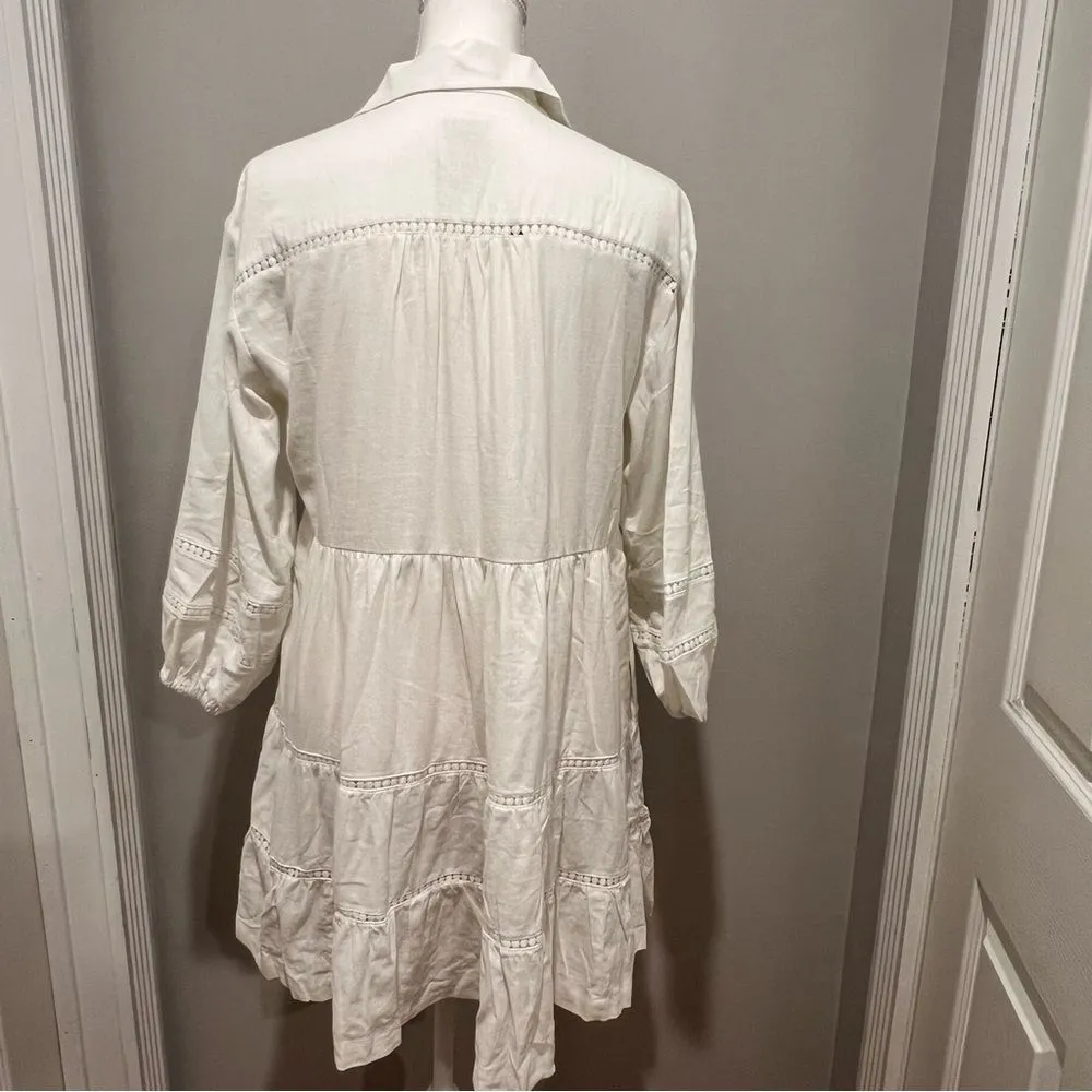 NWT Anthropologie Maeve Bettina Tiered Linen Mini Dress size xs oversized - Image 5