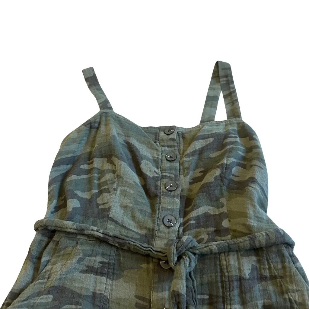 Sanctuary 100% Cotton Camo Sleeveless Jumpsuit Overalls Stretch Belt Size Medium - Image 3