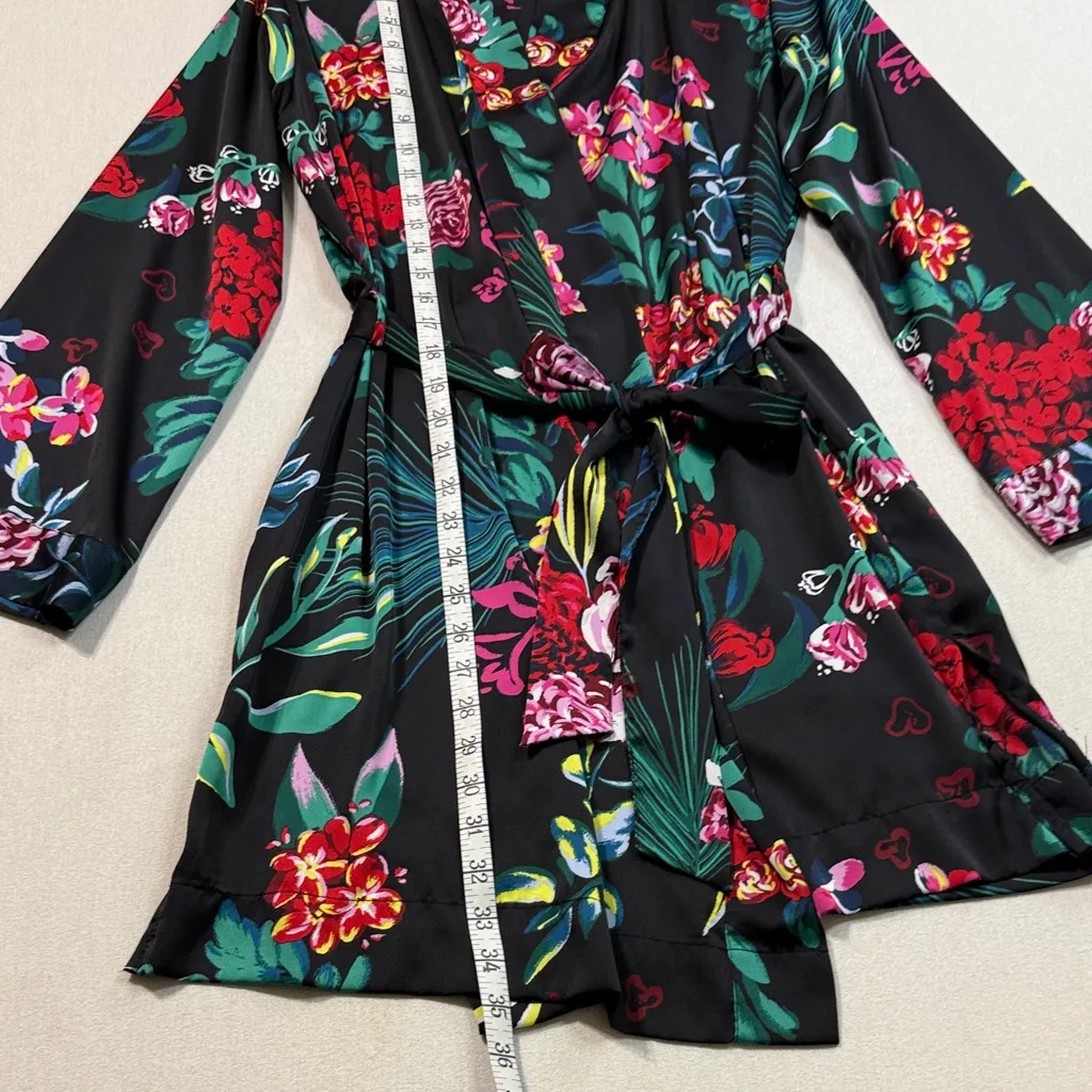 Stars Above Black Floral Kimono Robe - Image 3