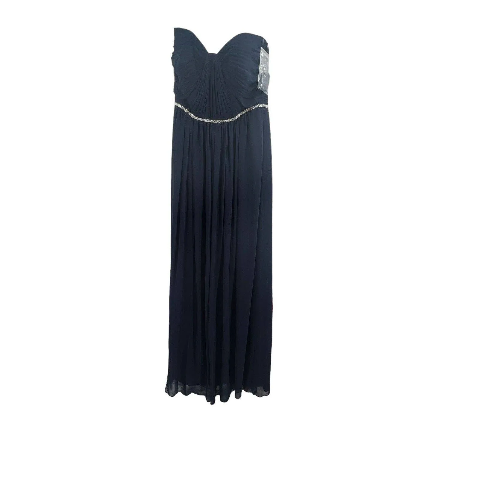 Jenny Packham Navy Dress‎ JP1008 Midnight Sleeveless Rhinestone Accent 2 New Blue - Image 2