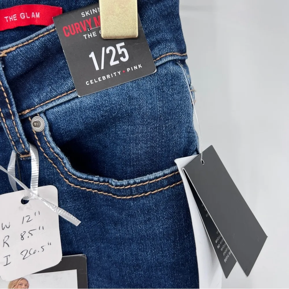 Celebrity Pink The Glam Curvy Mid Rise Skinny Jeans in Indigo Blue Size 1/25 New - Image 9