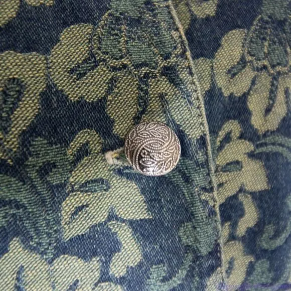 Marsh Landing 100% cotton floral‎ print green blazer, size L - Image 7