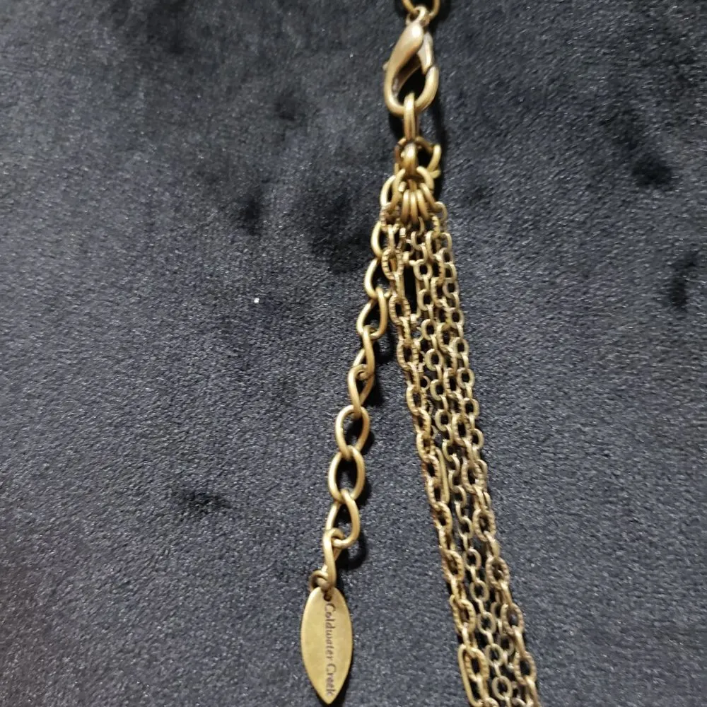 Coldwater Creek Marked Layered Five Strand Gold Tone Glass Beads Necklace - Image 6