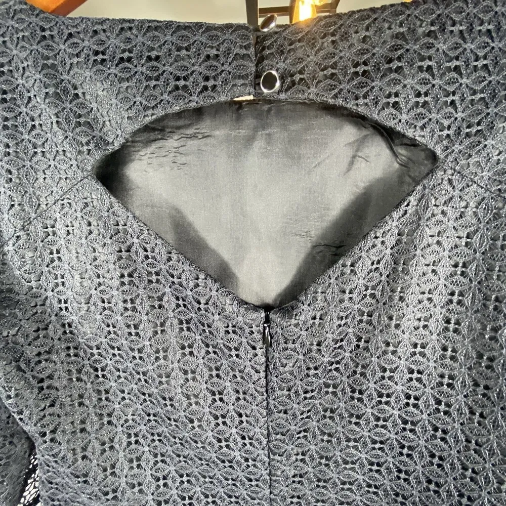 Trina Turk Dress Sz 8 Black Lace Knee Elegant Classic Cocktail Sophisticated USA - Image 7