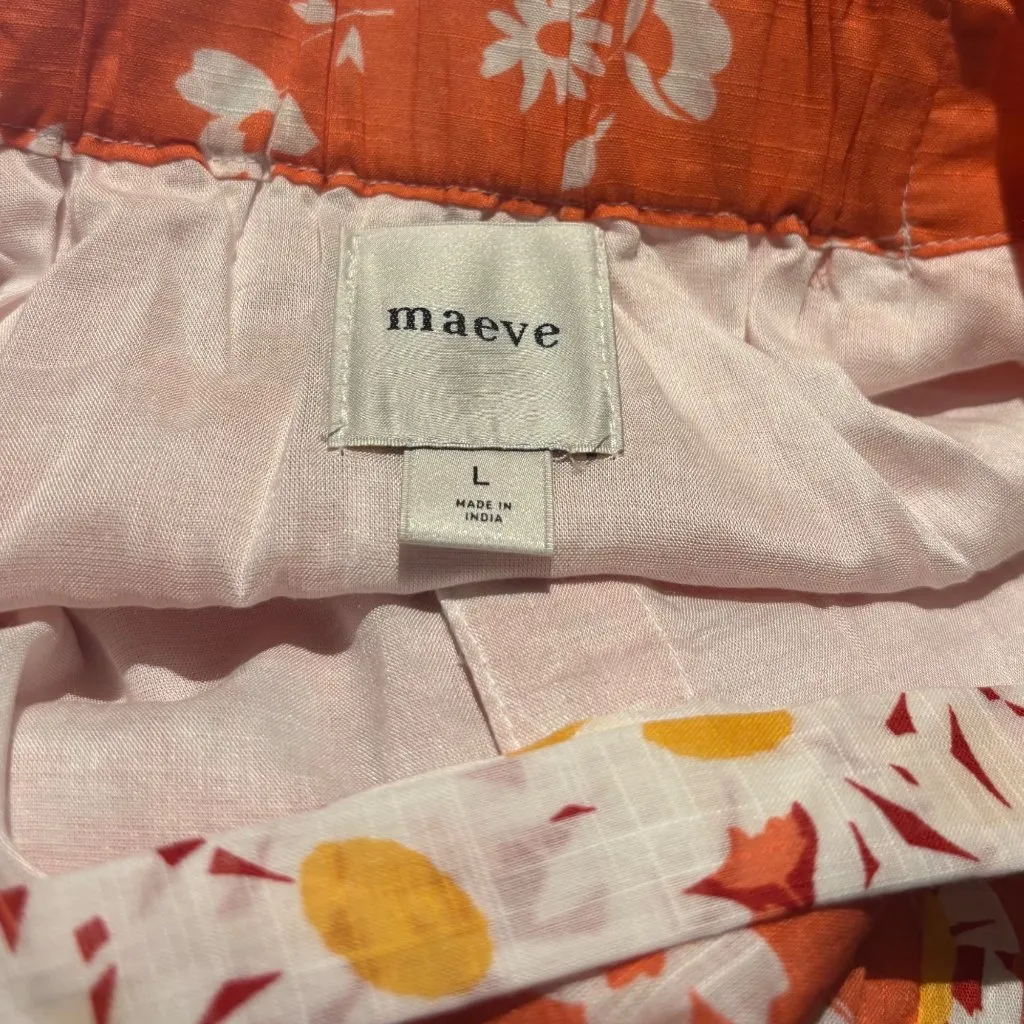 Maeve Anthropologie Halter Open-Back Godet Midi Shirt Dress Orange Floral Size L - Image 8