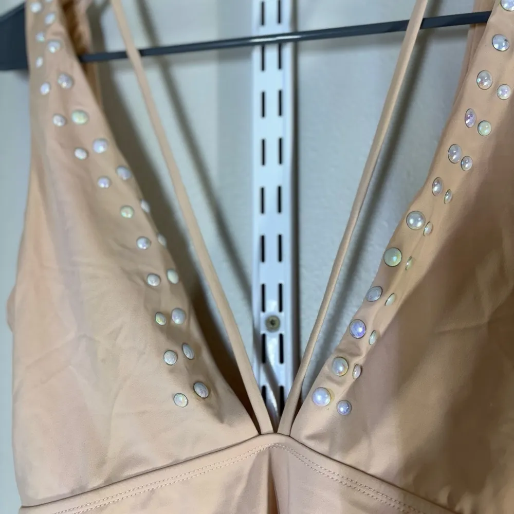 Reef kaleidoscope nude plunge front strappy swimsuit with pearl accents - Image 11