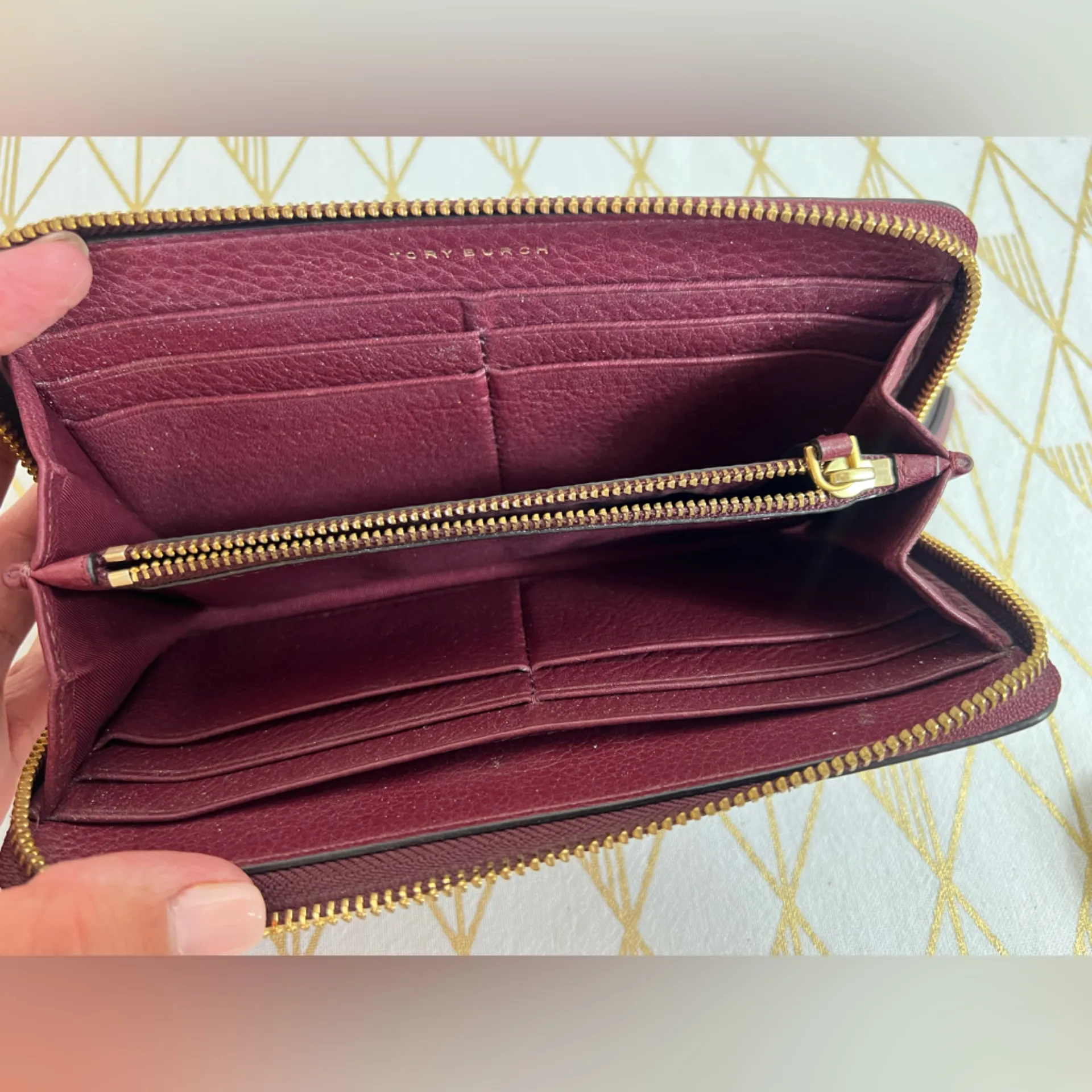 Tory Burch Rich Burgundy Leather Wallet - Image 6