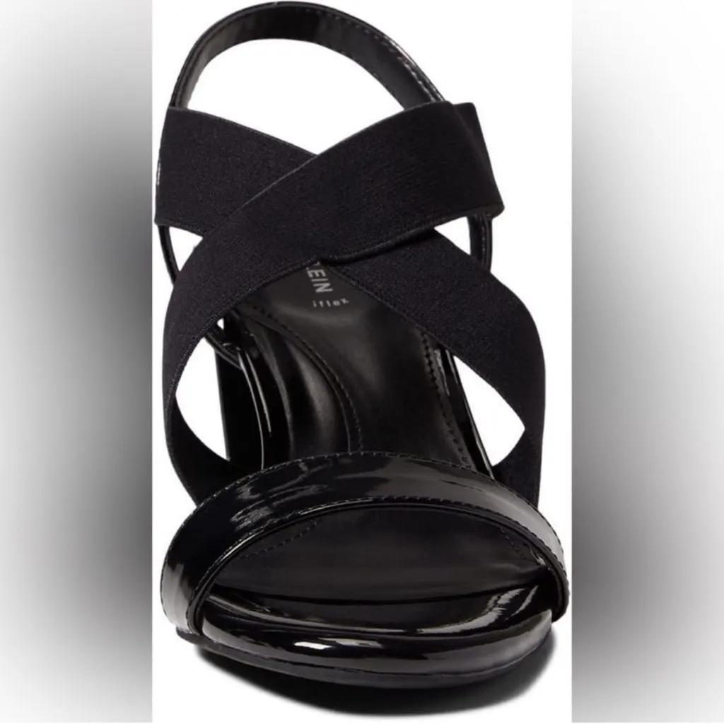 ANNE KLEIN Rayna I-Flex Black Patent Leather Strappy Block Heel Sandals Size 6 - Image 14