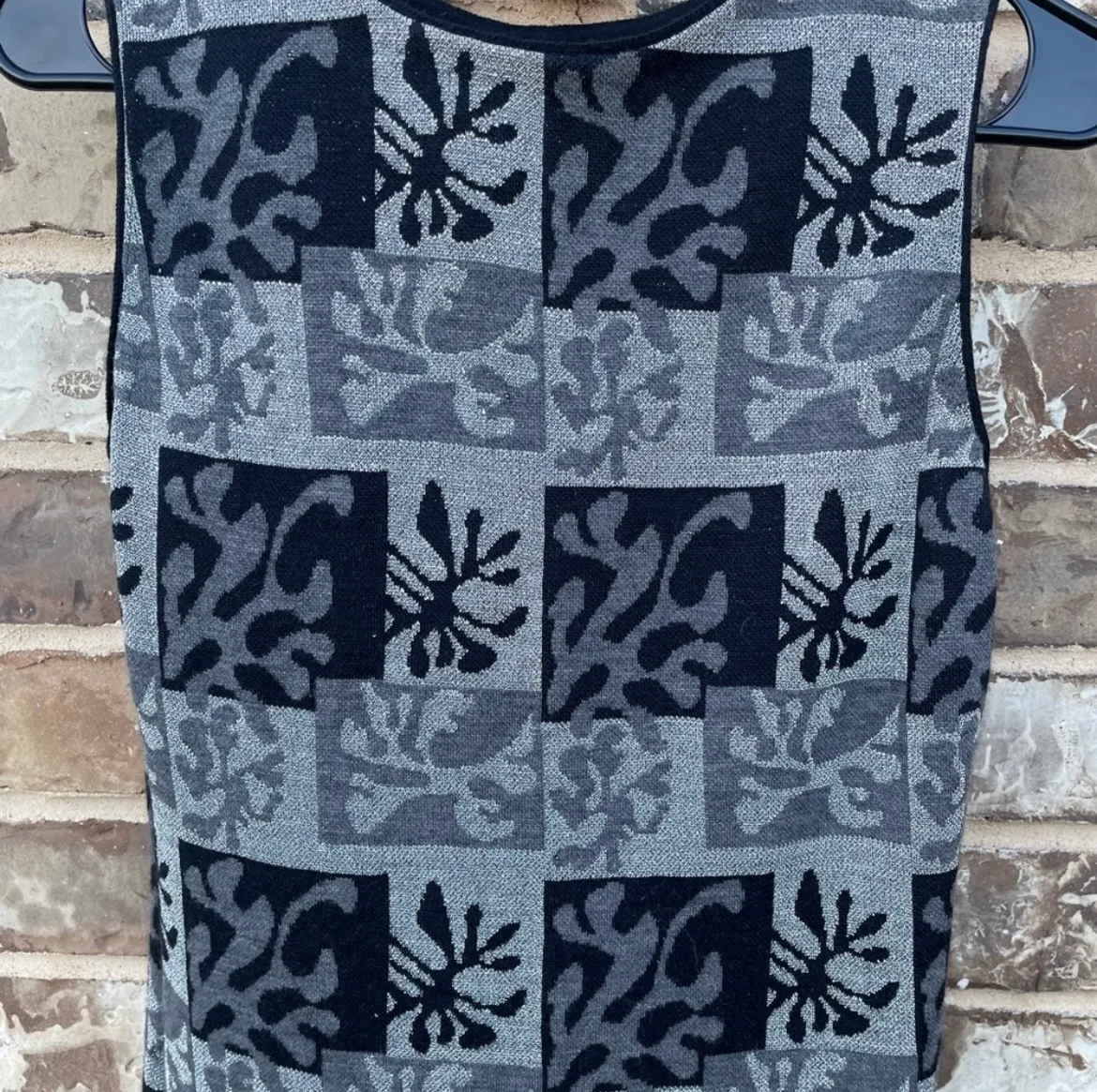 Vintage 60s Goldworm knit abstract print black and silver dress Size M - Image 12