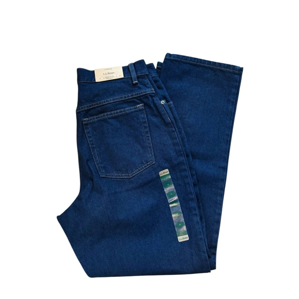 L.L.Bean Original Relaxed Fit Jean 12R Dark Denim 100% Cotton Straight Leg Blue Size 12 - Image 3