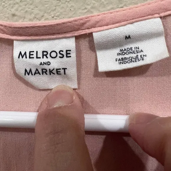 Melrose and Market Pink Tie Front Top Short Sleeve Blouse Womens Size M - Image 2