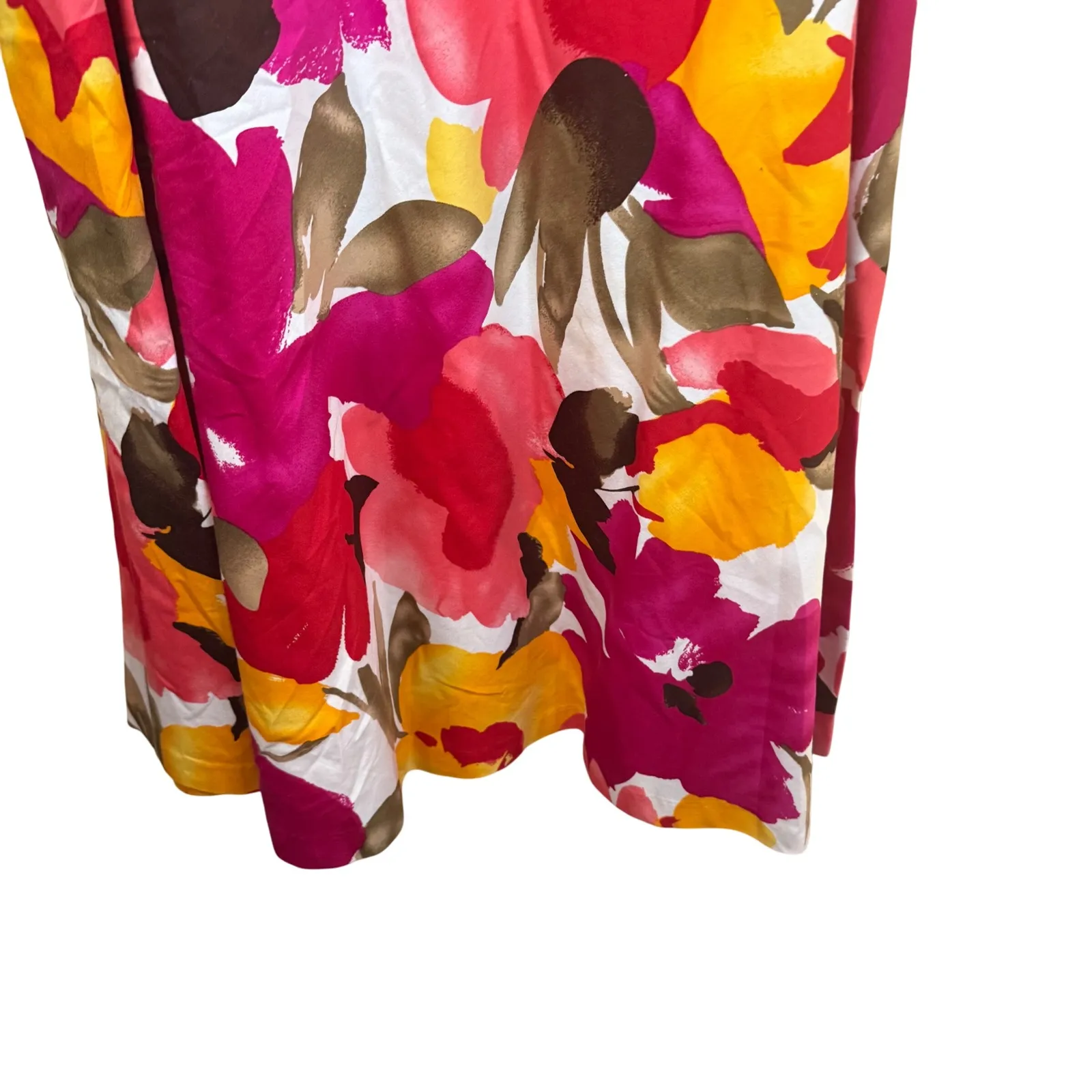 Signature Robbie Bee 20W Floral Print Sleeveless Dress Brown Ribbon Belt Wedding Pink - Image 5