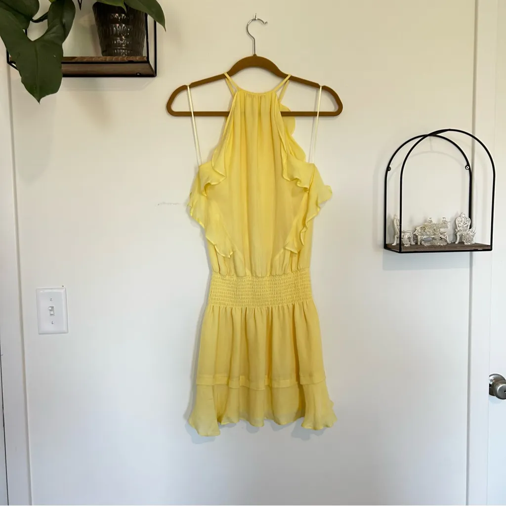 Parker 100% Silk Williame Silk Sleeveless Halter Ruffle Mini Dress Size XS - Image 2