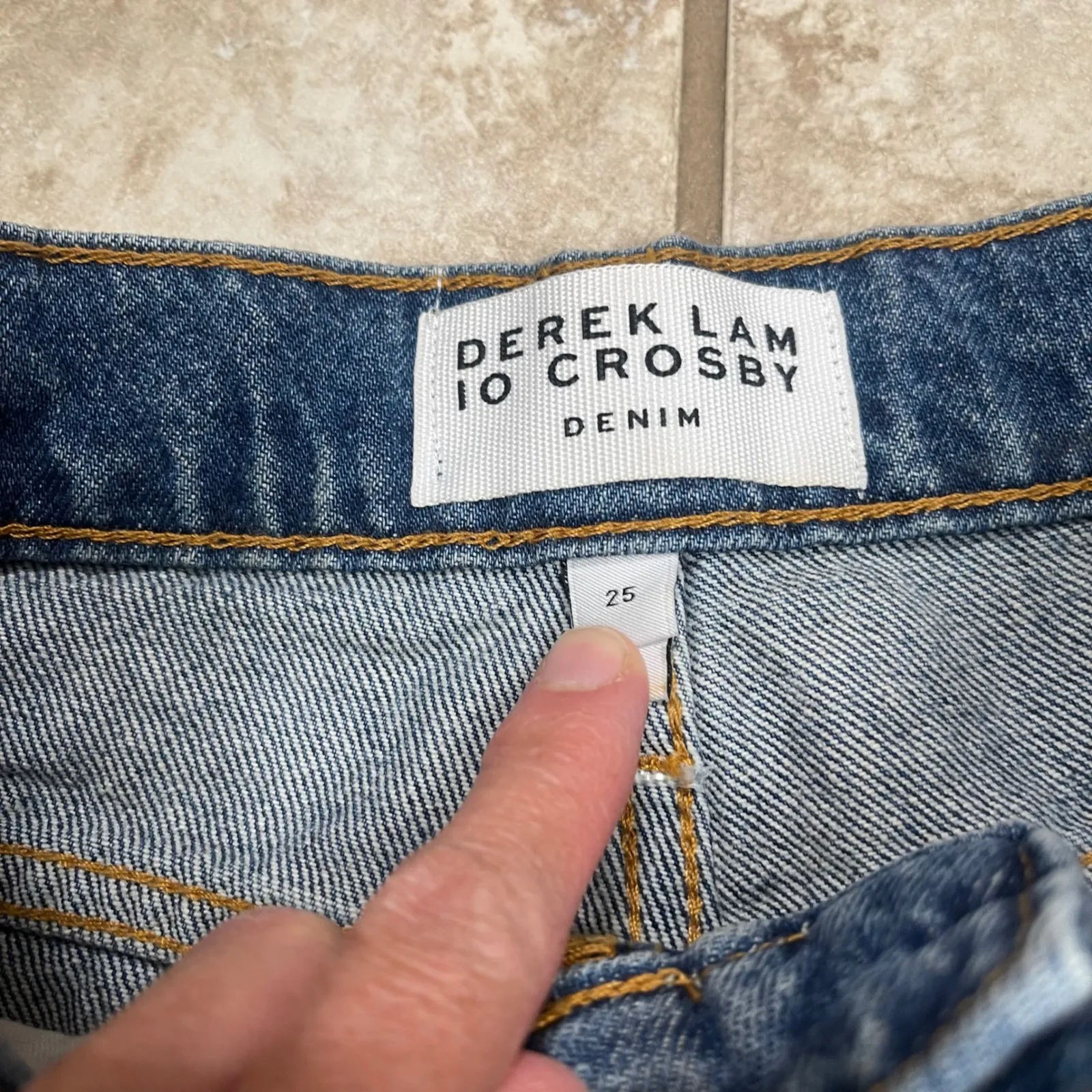 Derek Lam 10 Crosby Simon's Women's Denim Wide Leg Jeans Button Fly Cuffed Sz 25 Blue - Image 7