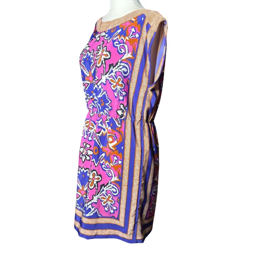 NEW Ann Taylor LOFT Womens Size S Boho Tribal Pink Purple Scarf Print Mini Dress - Image 3