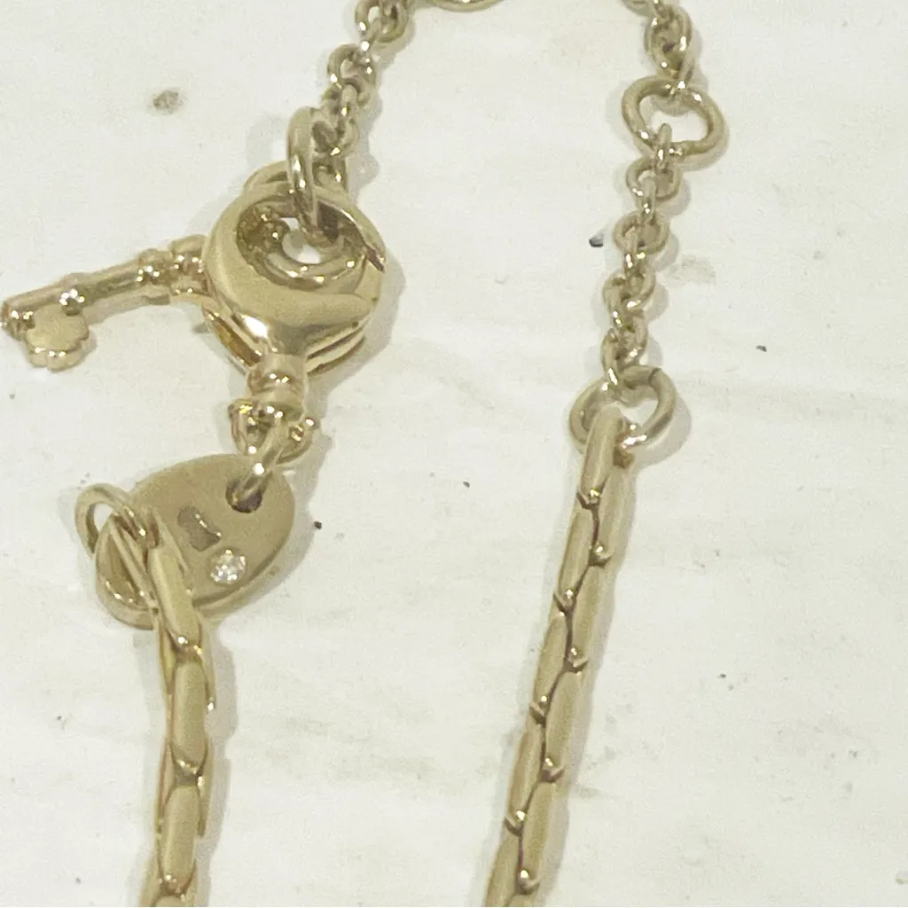 FOSSIL Brand‎ Designer Real Illuminous Tiger Eye Stone Necklace Gold Tone - Image 3