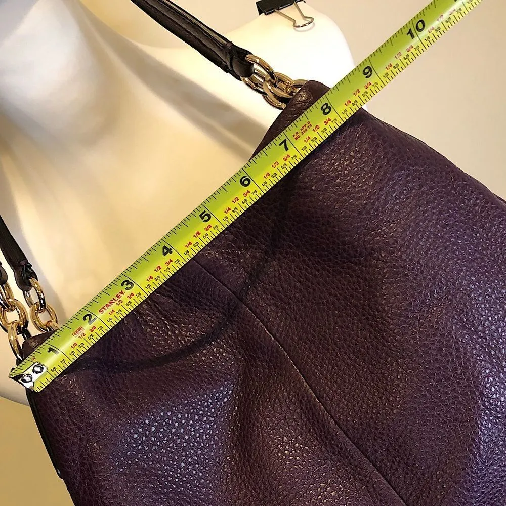 COACH Madison Phoebe Tumbled Purple Leather Purple Lining Vintage Shoulder Bag - Image 14