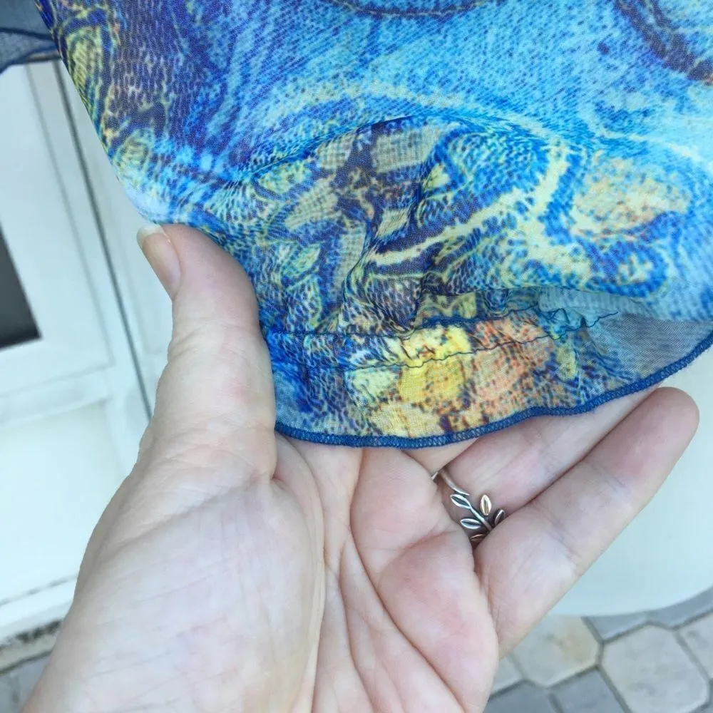 V Christina tassel toe peplum graphic blouse Blue Size M - Image 4