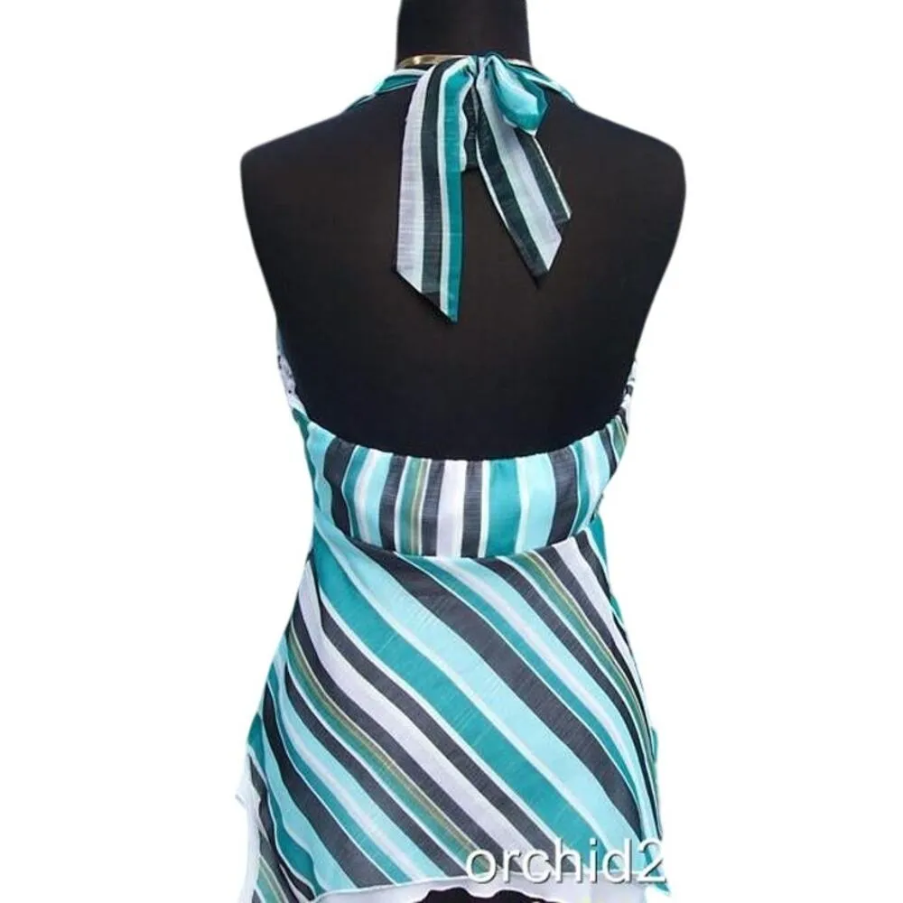 Cache Hankey Hem Gold Braid Metallic Lined Halter Top Multi Color New NWT $128 - Image 6