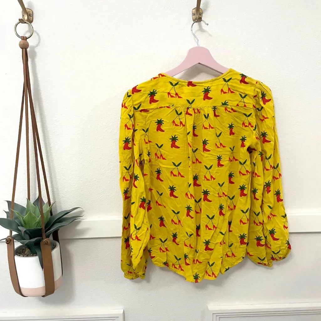 Anthropologie Kendra Dandy Strawberry High Heel Boots Yellow Blouse 4 OB1271581 - Image 7