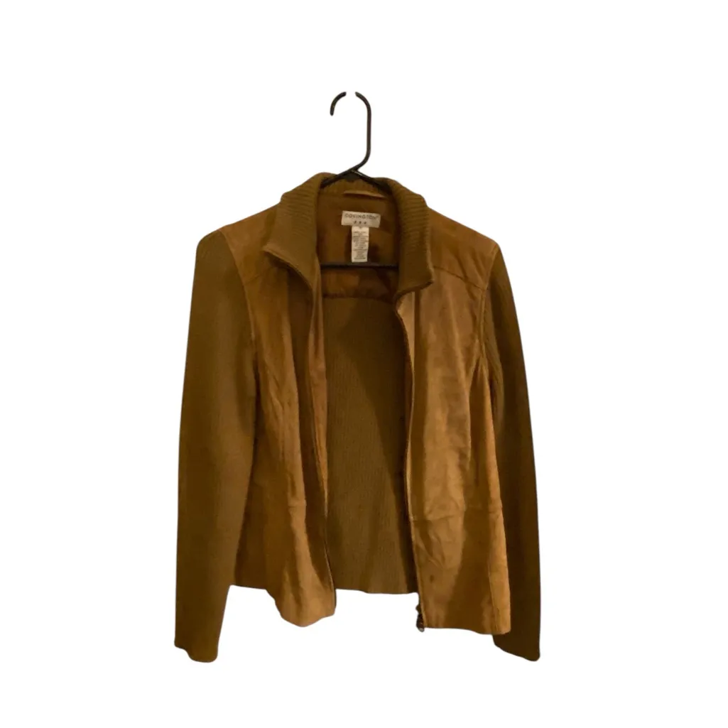 Vintage Covington Tan Suede Wool Sweater Jacket 70s Boho Western double zipper - Image 11