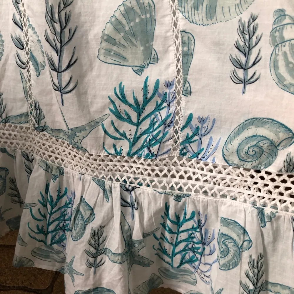 NEW Blue Island Blue/White Shells Swim Coverup L - Image 3