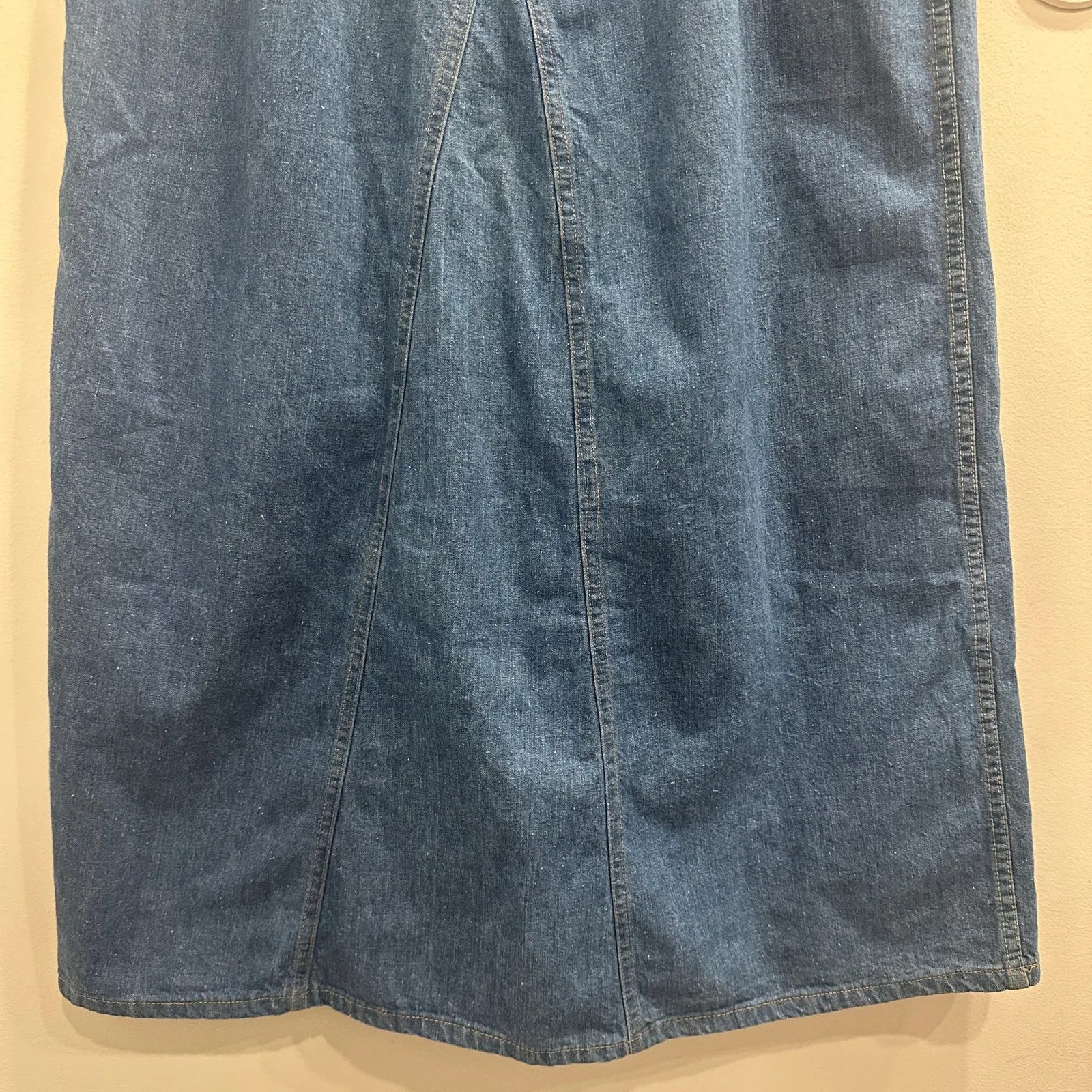 VTG 70s Landlubber Denim Maxi Skirt High Waist Cottage Hippie Retro Boho Medium Blue - Image 8