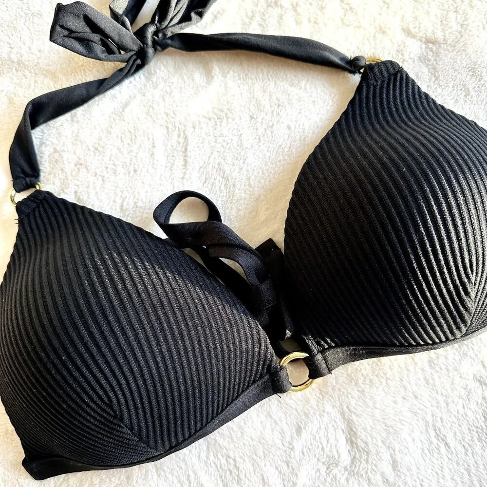 Primark Padded Triangle Black Bikini Top - Size: 8 - Image 2