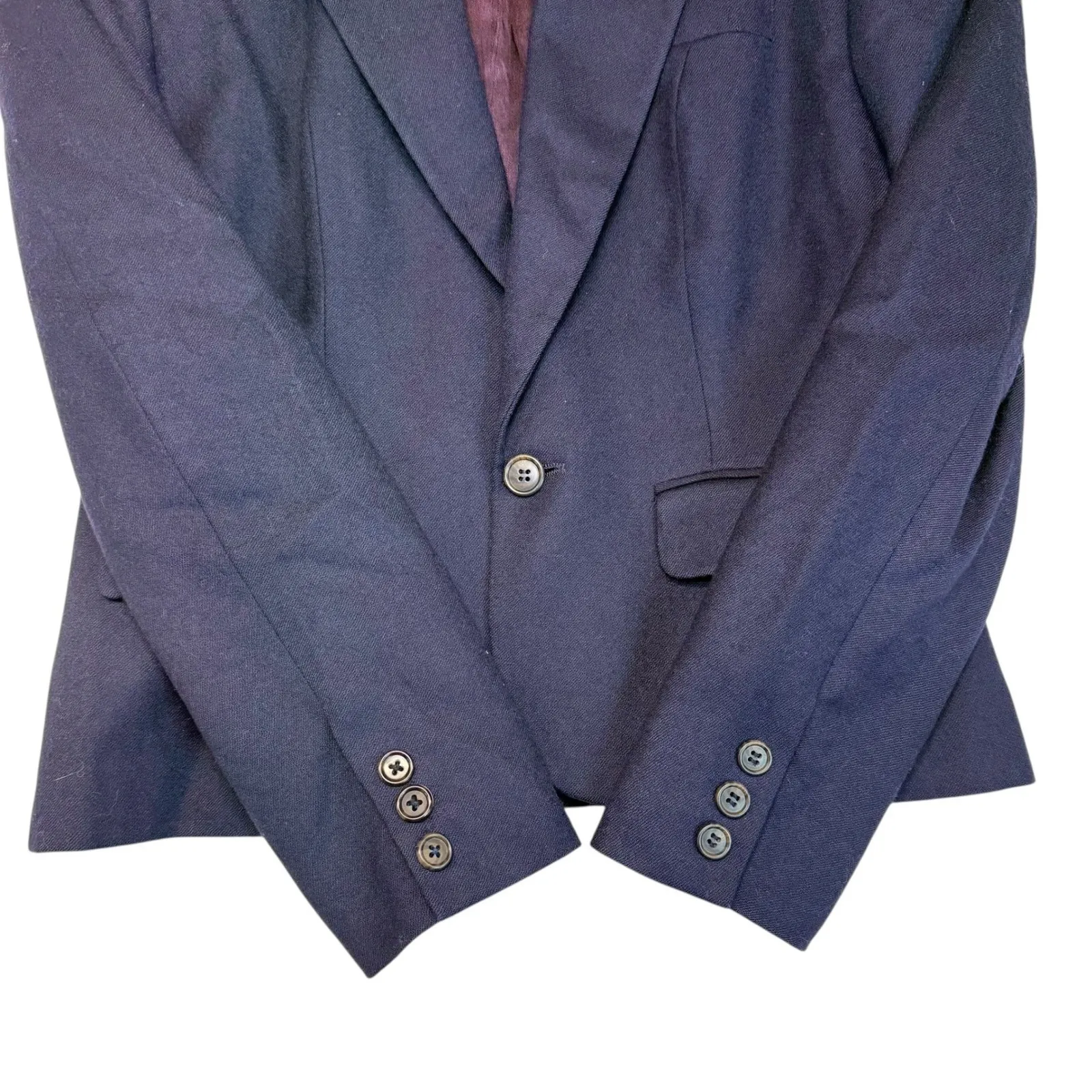 JG Hook Navy 100% Wool Blend Single Button Blazer Chic Classic Business Casual 4 Blue - Image 7