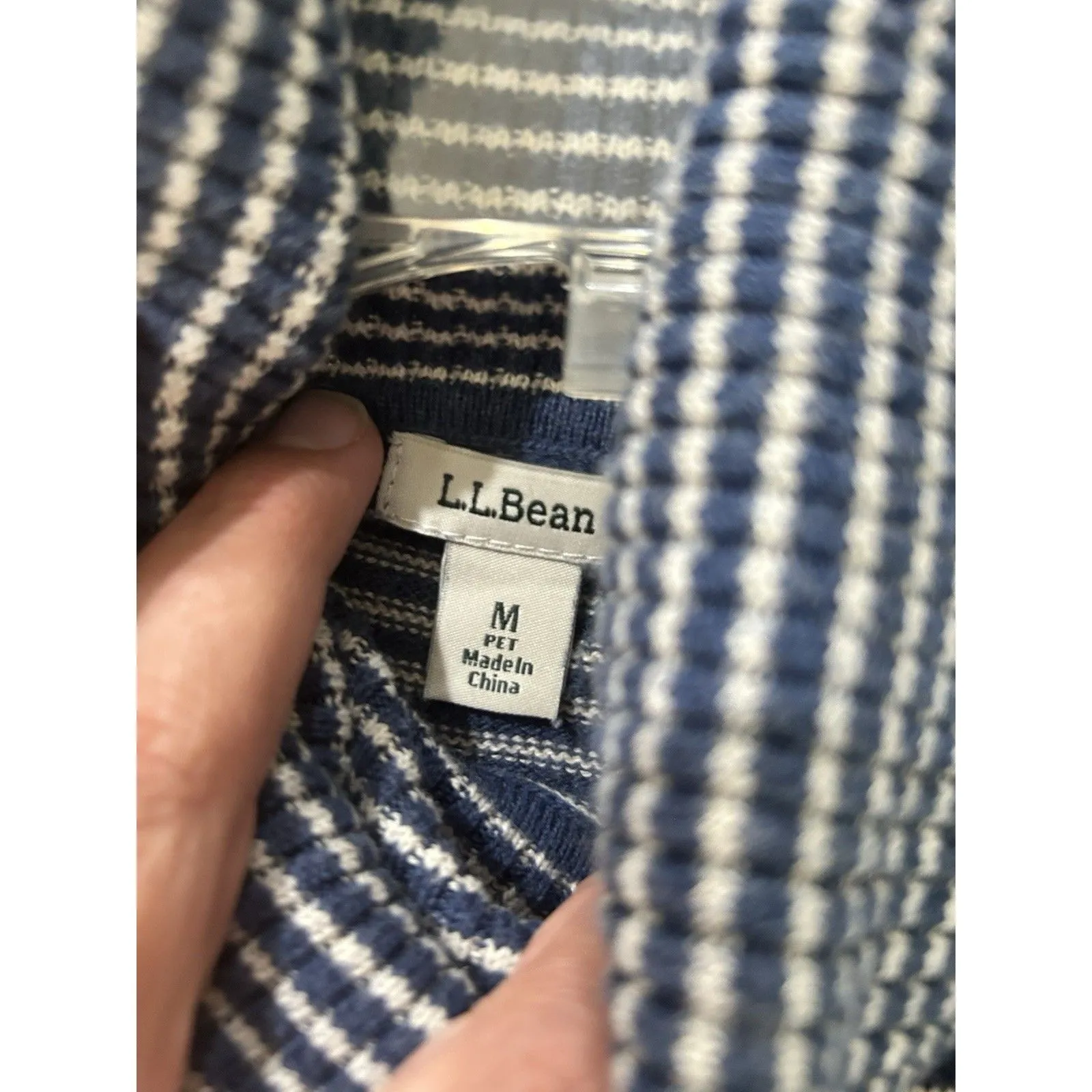 LL Bean Blue Striped Turtleneck Sweater Petite Medium Nautical Classic Preppy Size undefined - Image 2