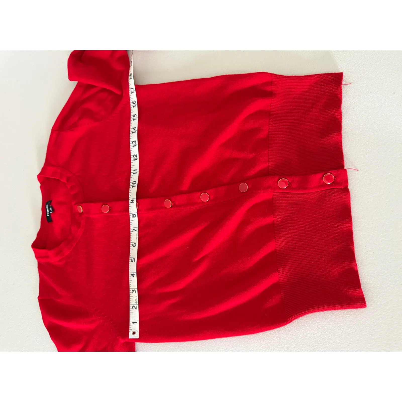 Women's Red Gold Enamel Button Cardigan Classic Holiday Christmas Sweater M Xmas - Image 6