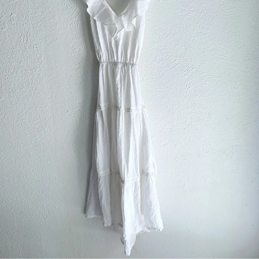 ASOS Lace Up Back Midi Dress Cotton White Sz 10 - Image 3