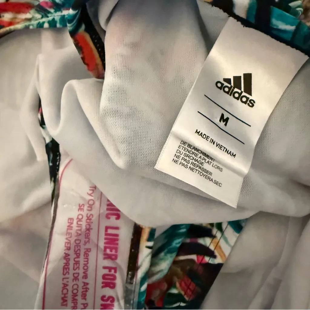 NWOT Adidas Originals Painted Palms 3 Stripe One Piece Swimsuit - Image 4